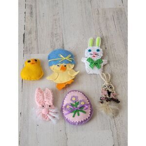 Easter Bunny felt duck crochet matte fridge magnets set spring